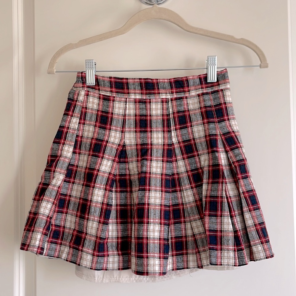 Plaid Pattern Pleated Mini Skirt